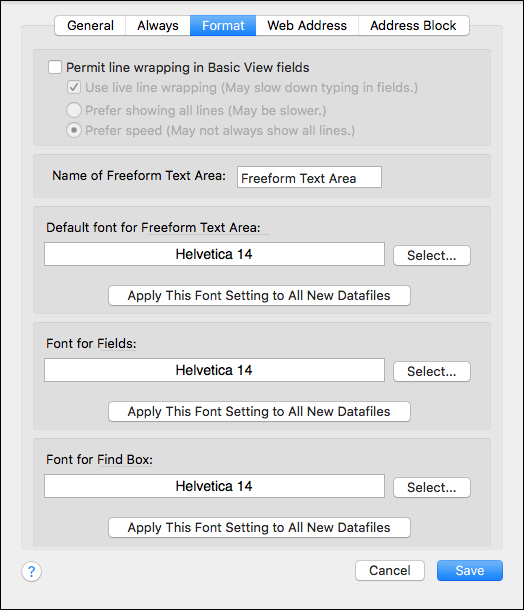 Datafile Settings